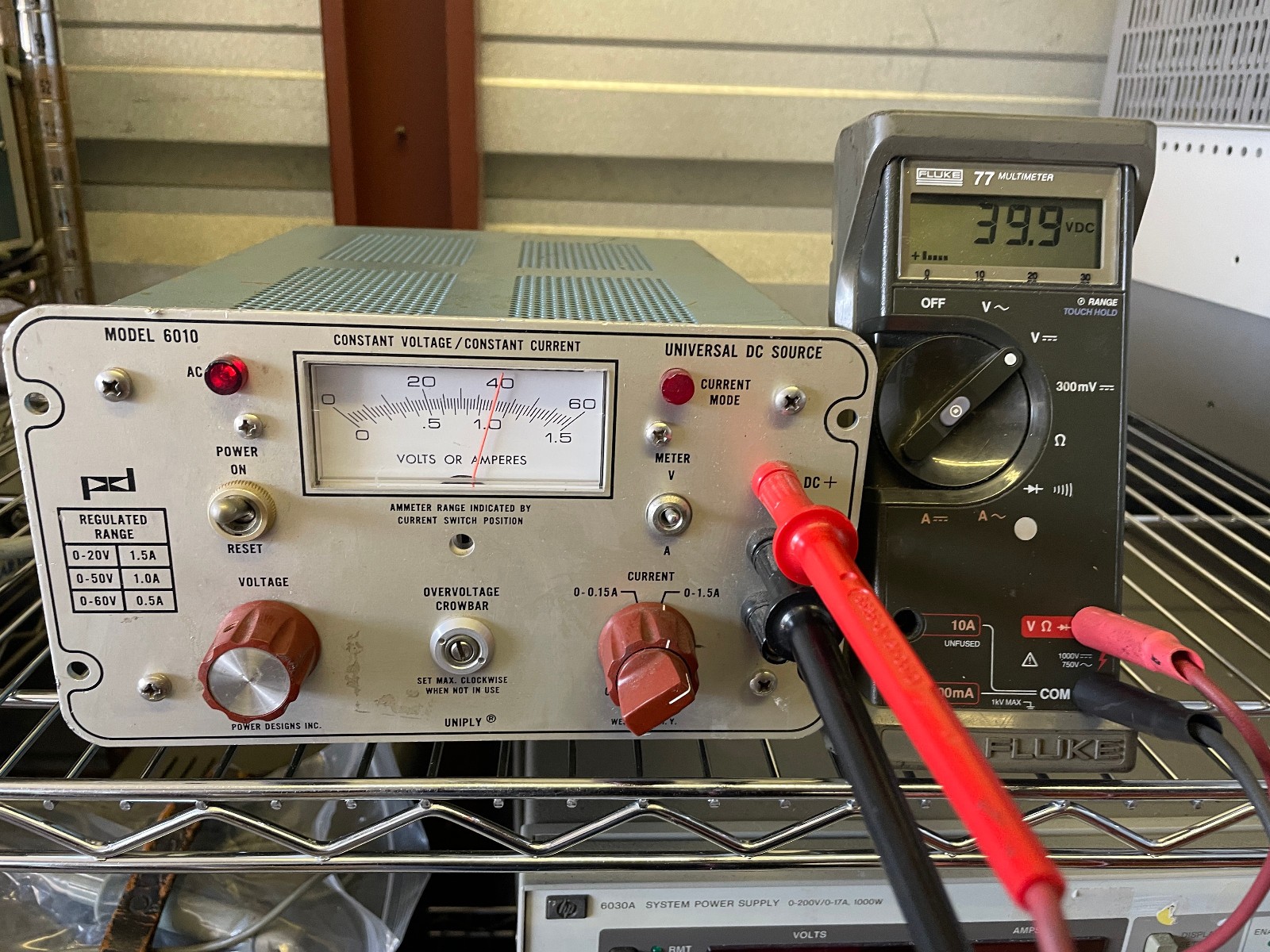 POWER DESIGNS INC MODEL 6010 0-60 V @ 0.5A , 1.5A @ 20V UNIVERSAL DC SOURCE