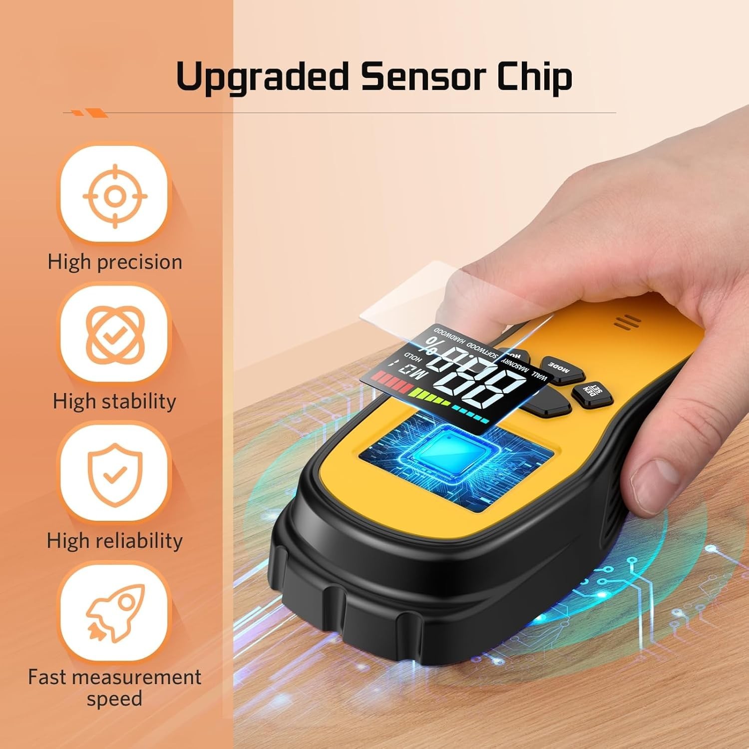 Pinless Moisture Meter – Wood Moisture Meter Digital Moisture Detector for Lu…