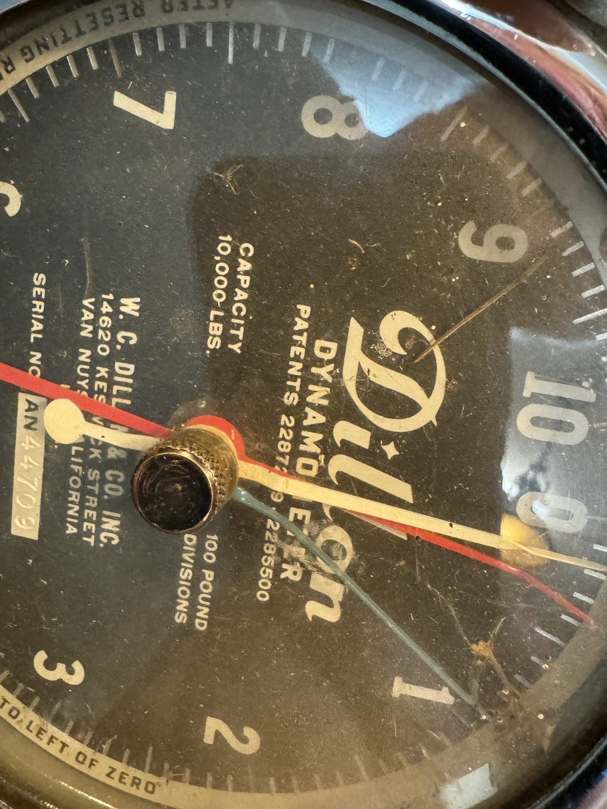 Vintage Dillon dynamometer 10,000 lb capacity scale with metal case made in USA