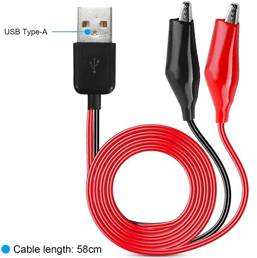 1pc USB to Alligator Clip Test Lead Cable Copper Power Connector – NEW