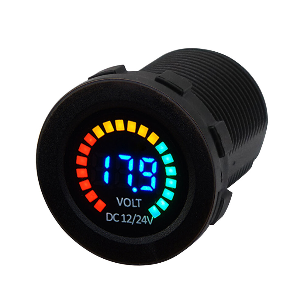 New 12/24V Color LED DC Digital Display Voltmeter with Low Pressure Buzzer W7Y9