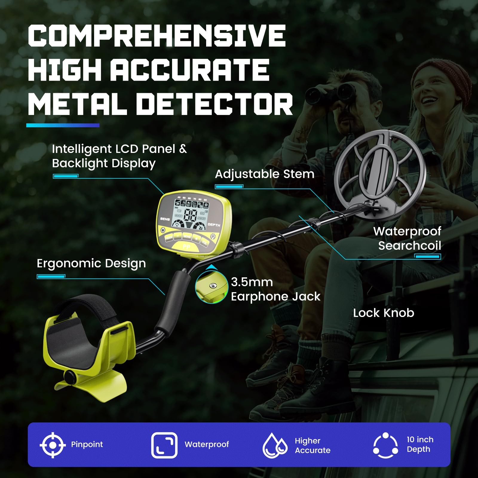 Metal Detector for Adults & Kids Professional Cordless Gold Detector 5 Modes,…