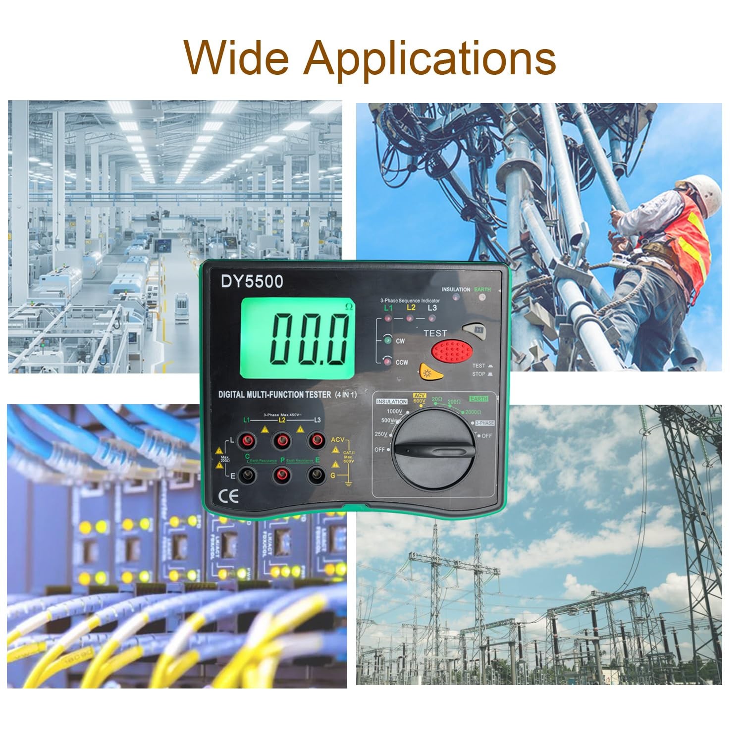 1000V Digital Insulation Tester 2000Ω Ground Earth Resistance Meter For Testing