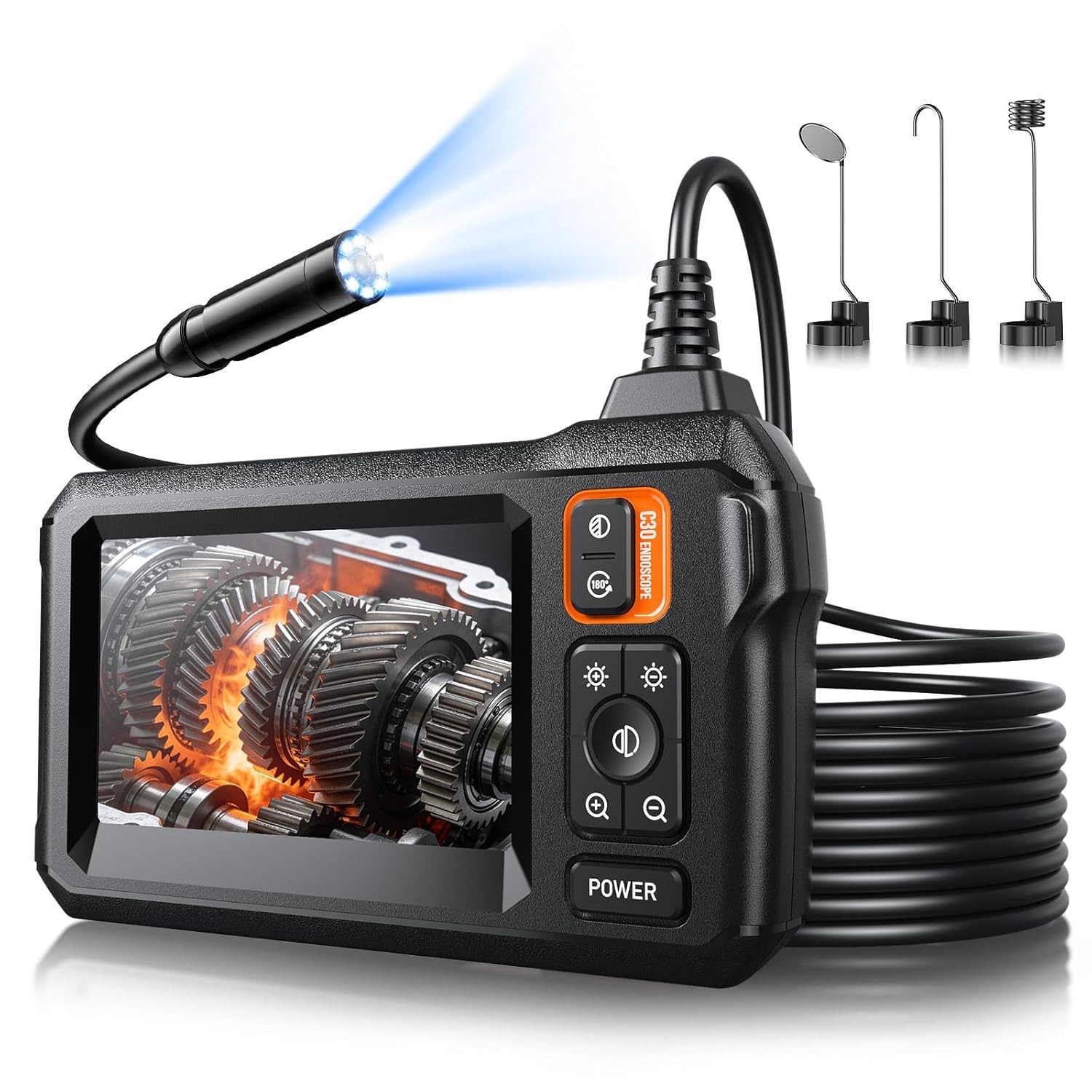 8 LED Inspection Borescope with 4.3-Inch Display – Perfect for Pipes and More