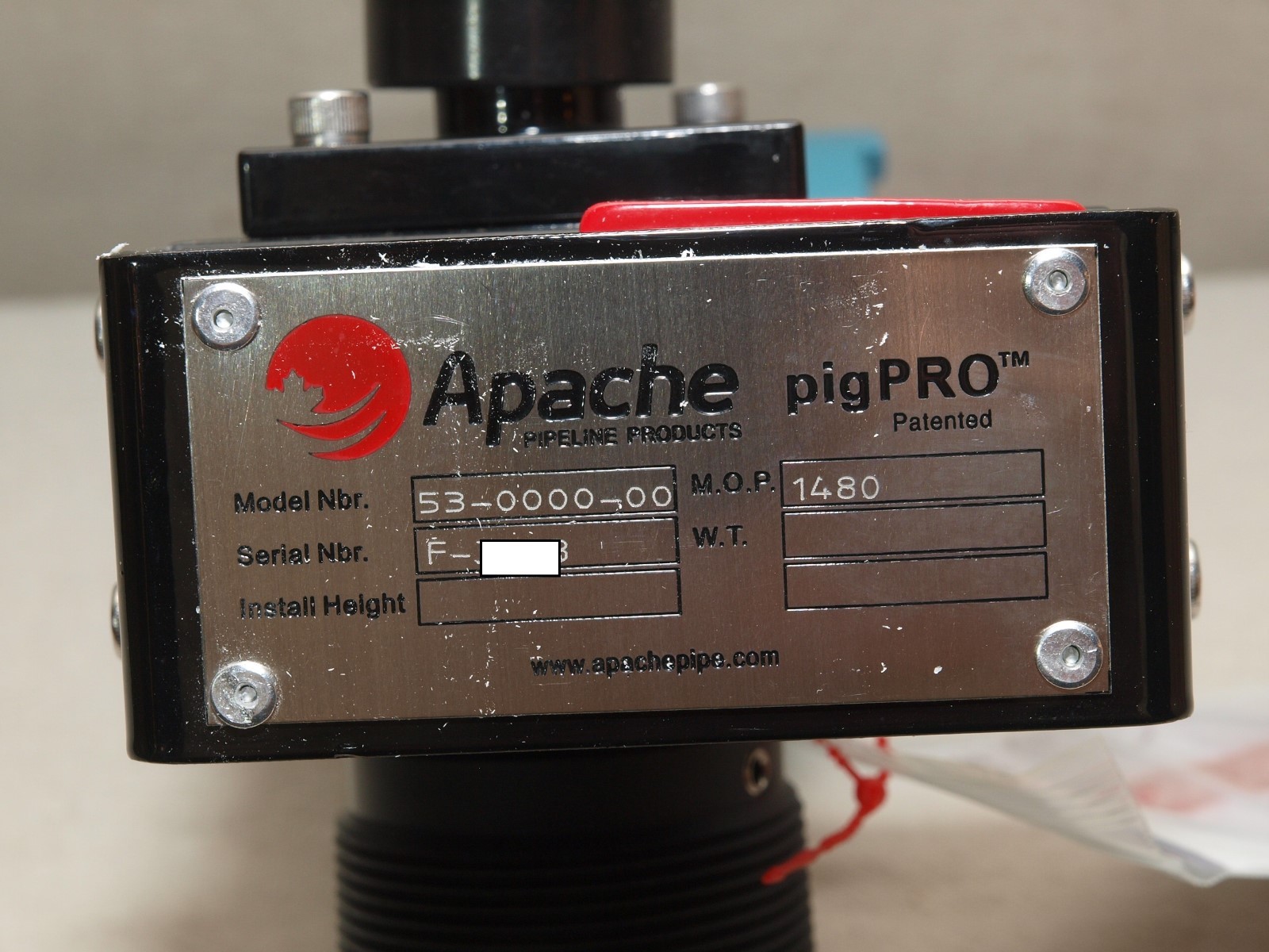 Apache 53000000 pigPro 53 Passage Indicator set at 1480psi – Honeywell LSXYDB4L