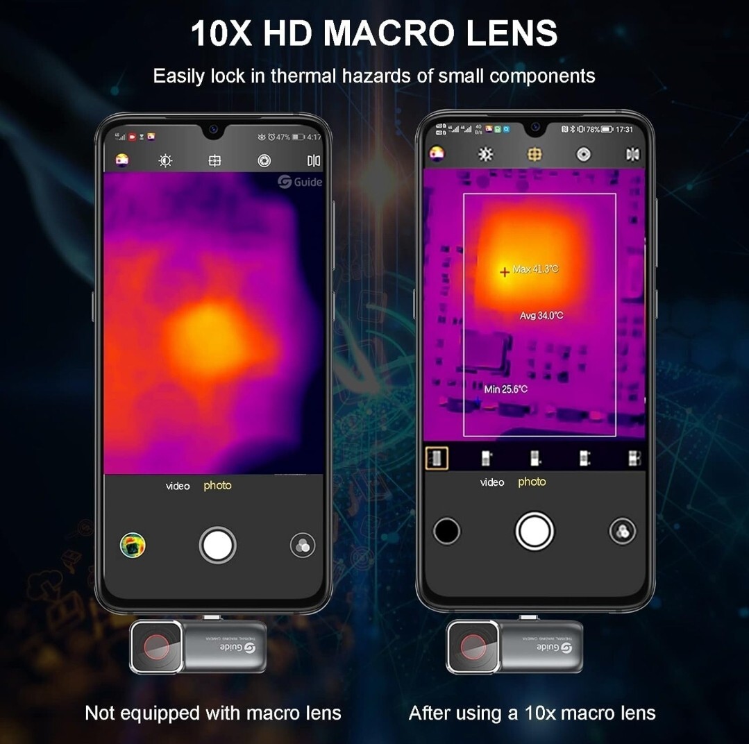 NEW Guide MobIR 2S Auto Focus Thermal Imager Smartphone Infrared 10x Macro Lens
