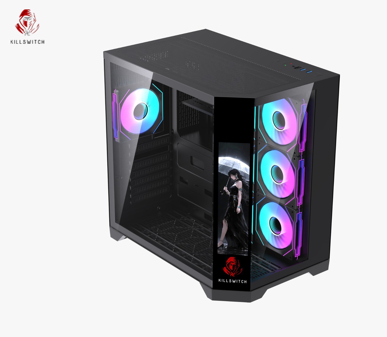 KILLSWTICH – KS MXJ PLUS – ATX/MATX/ITX GAMING PC CASE w/ SCREEN, PSU & 4 FANS