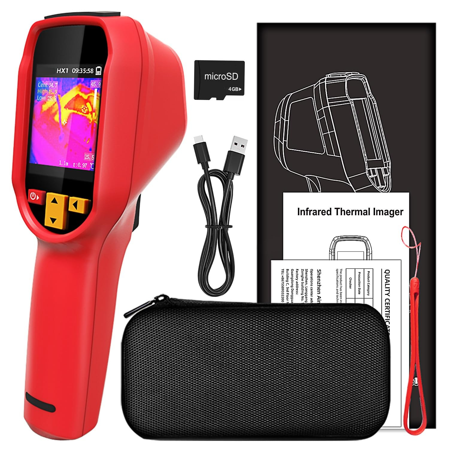 Thermal Imaging Camera, 240 * 240 Handheld Infrared Thermal Camera, 15 Color Pal