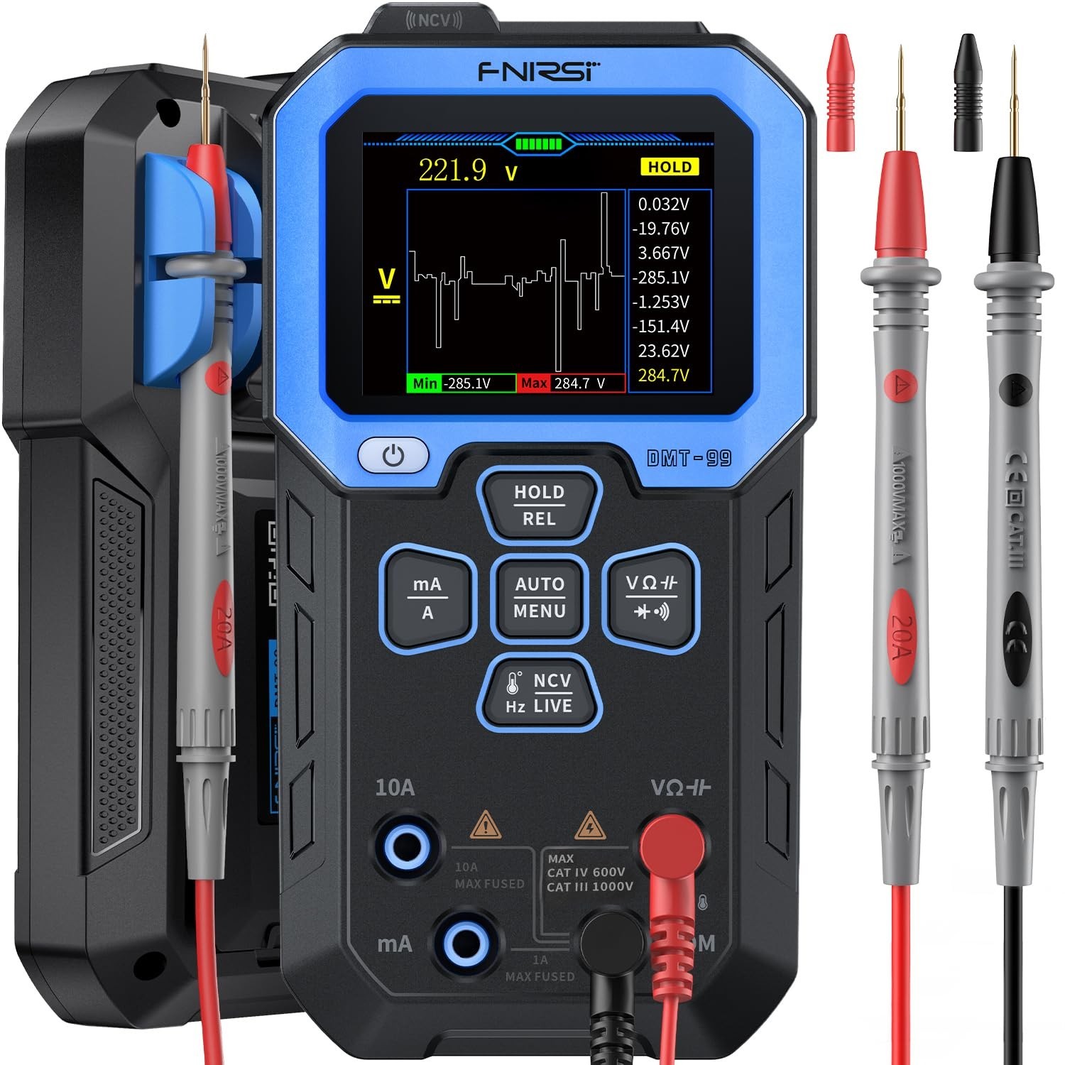 DMT-99 Digital Multimeter 9999 Counts TRMS, Rechargeable Auto-Ranging Volt Me…