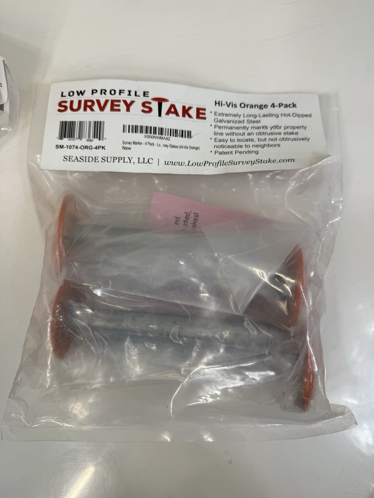 Low Profile Survey Stakes Hi-Vis Orange – 4 Pack