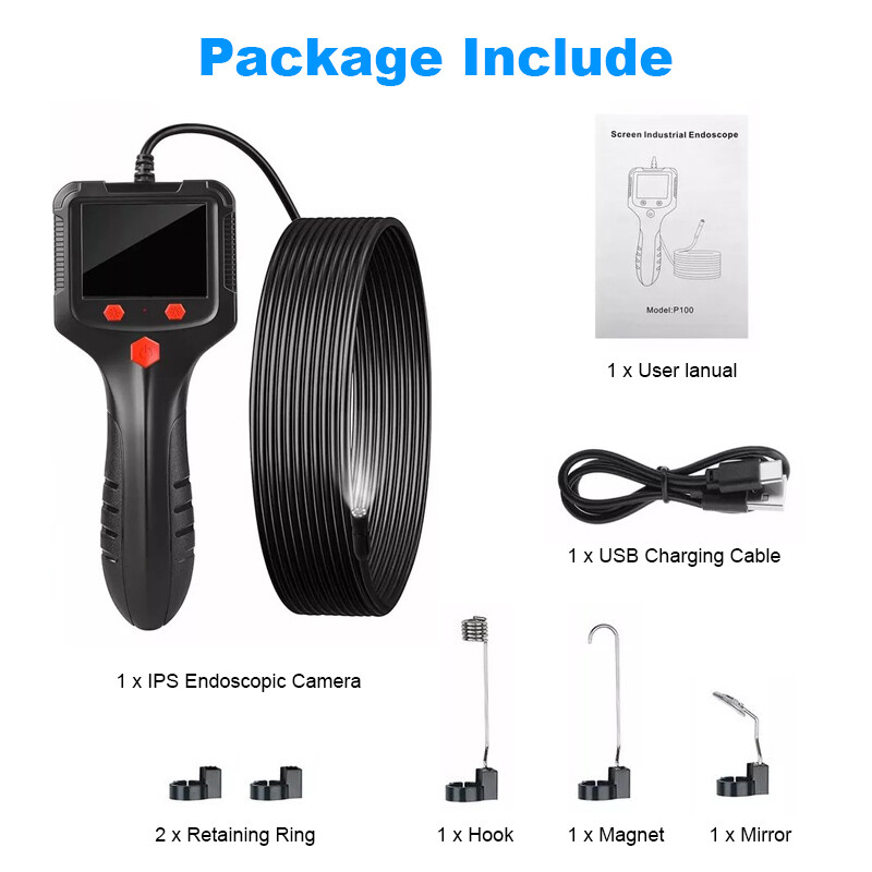 HD 1080P LED Handheld Industrial Endoscope Borescope 8mm Inspection Snake Camera