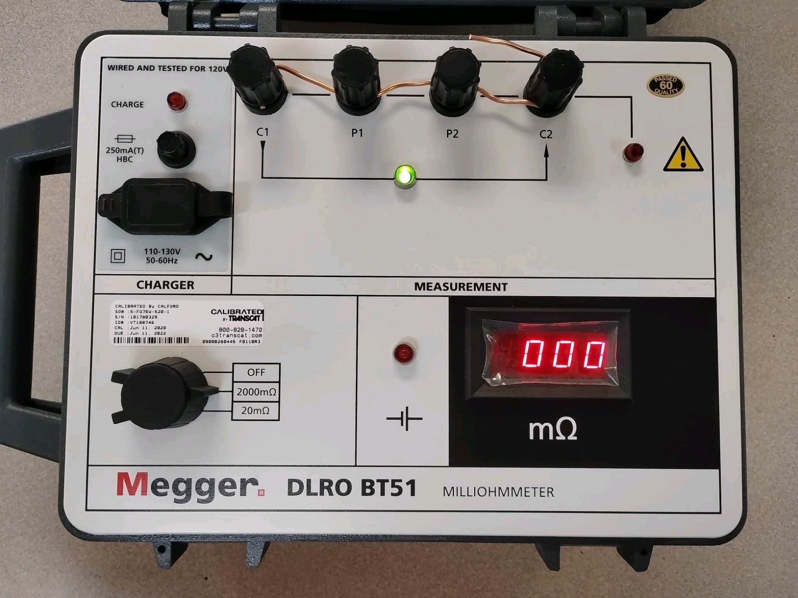 Megger BT51 120 DLRO Low Resistance Ohmmeter NOS W/ DH1-C Connect Kit NIP NATO