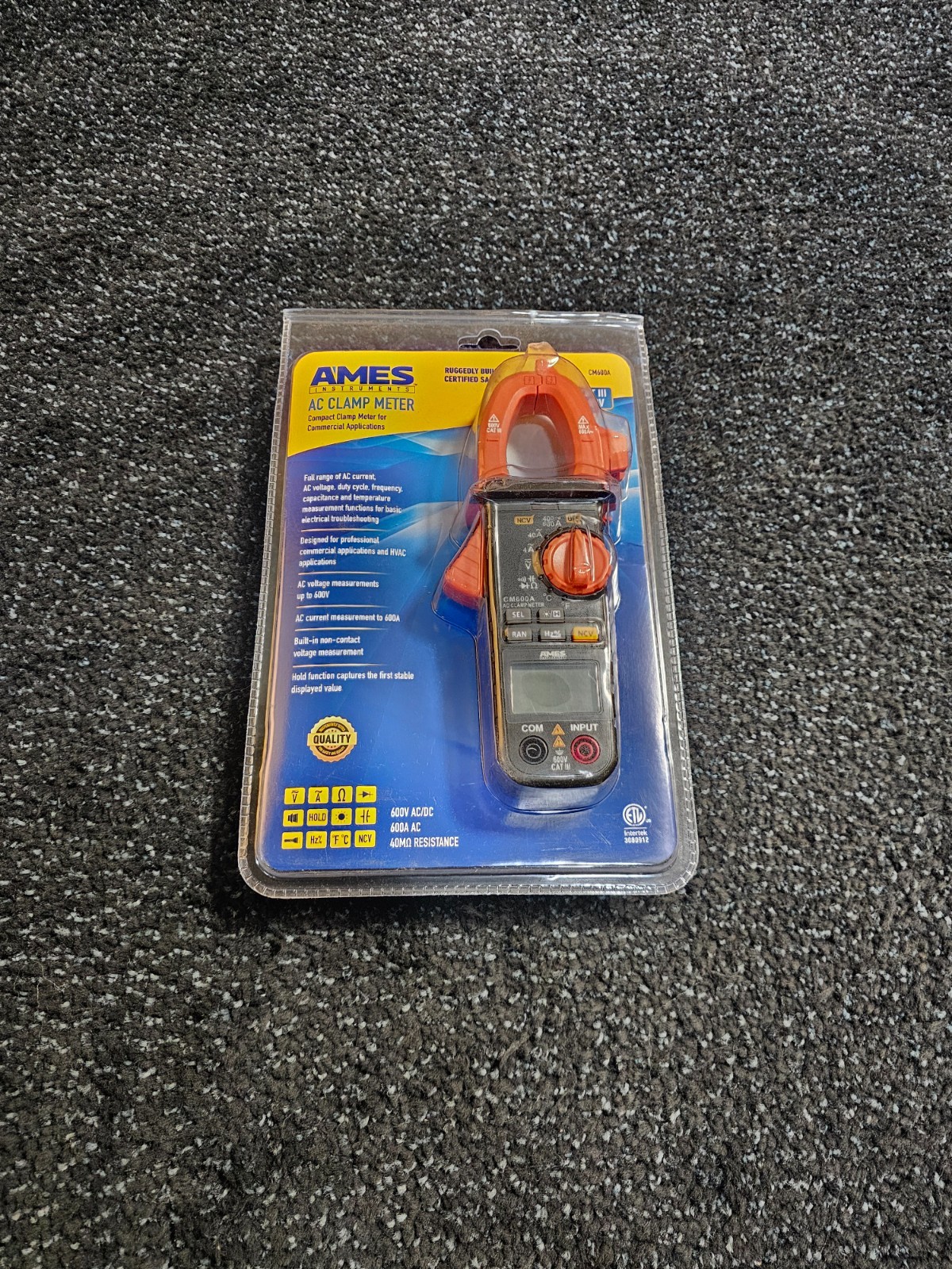 Ames Instruments CM600A Cat III 600 V AC Compact Clamp Meter Digital