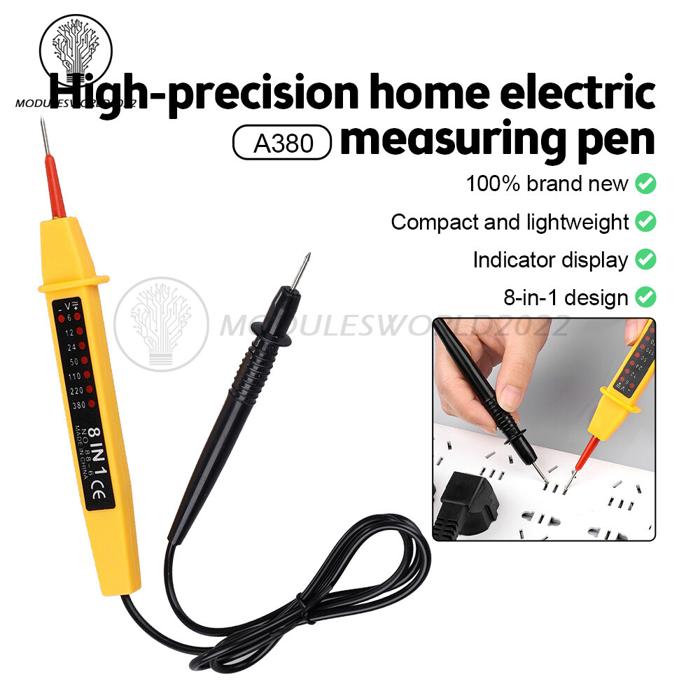 8-In-1 Car Electric Voltage Tester Detector A380 Polarity Test Pen AC DC 6V-380V