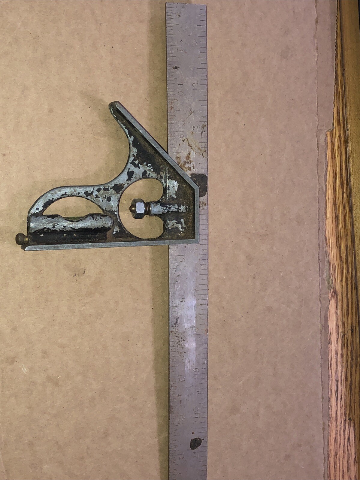 Vintage Unbranded 12-Inch English Combination Square Made In USA !
