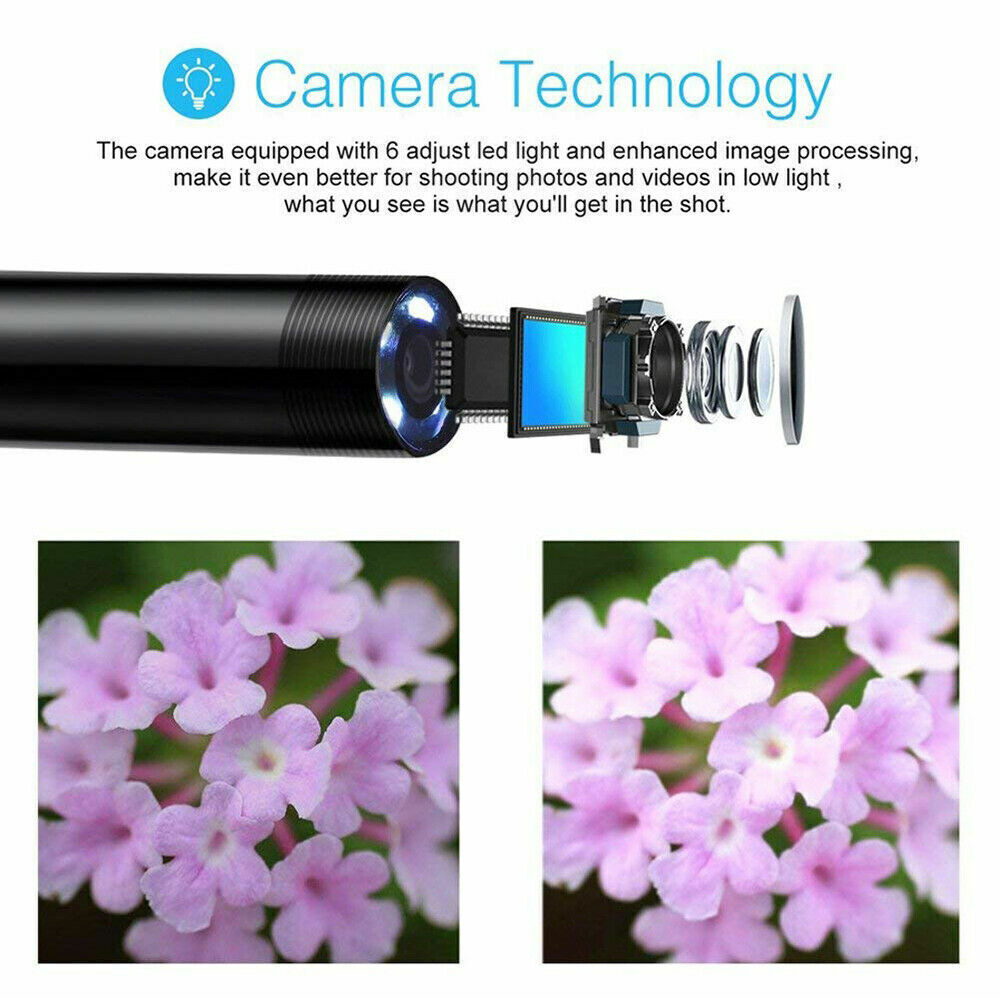 7mm HD Snake Endoscope Borescope Inspection Camera for USB Type C Android PC