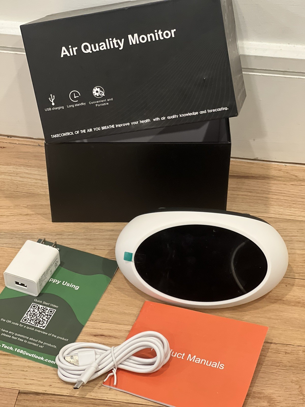 Rozoroo 12-in-1 Portable Air Quality Monitor CO2 PM1.0 HCHO (Open Box) FREE SHIP