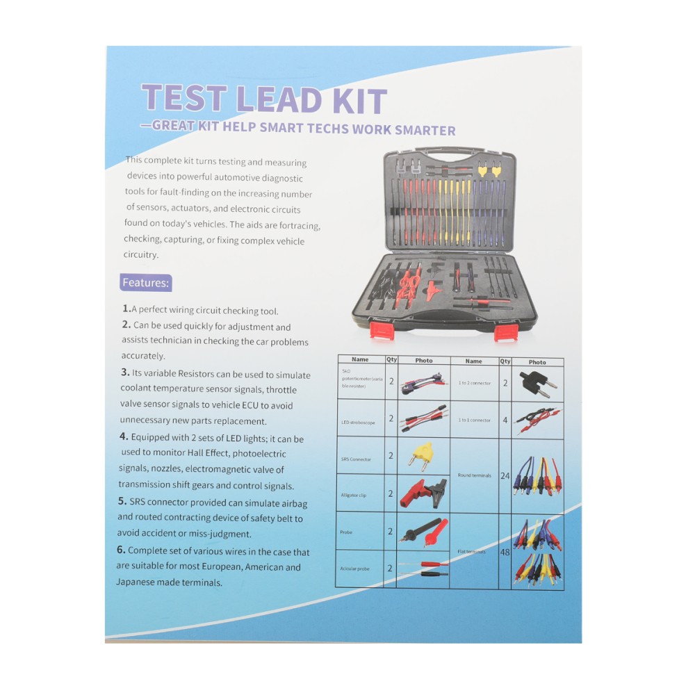 Automotive Circuit Test Lead Kit 92PCS Multi Electrical Breakout Lead Automotive