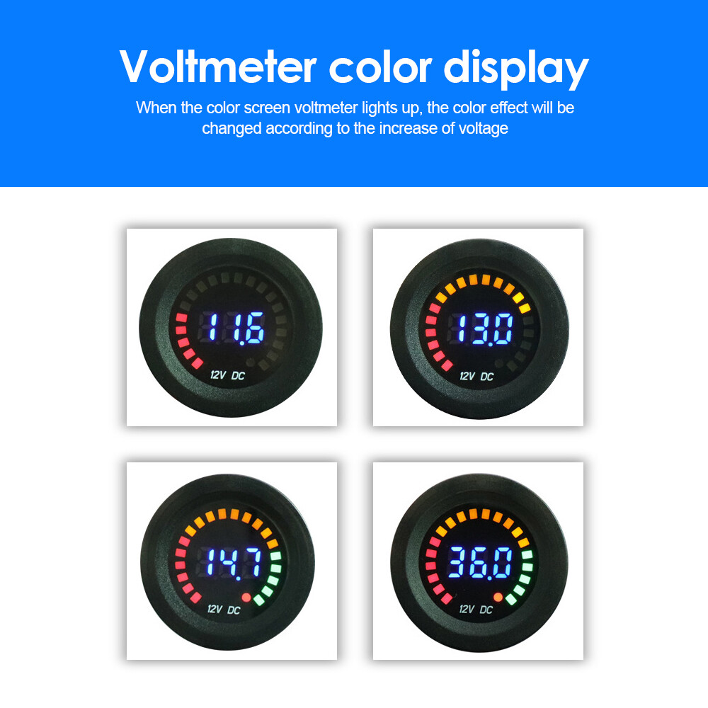 DC12V Color Screen Voltmeter DC LED Digital Display Car Voltage Monitor 5V-36V-