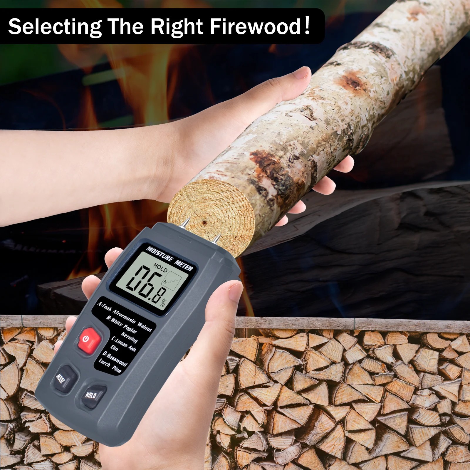 Digital LCD Wood Moisture Meter Detector Tester Wood Firewood Paper Cardboard