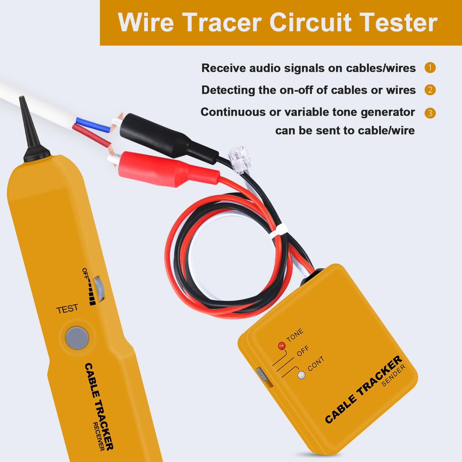 Xin Tester Wire Toner Cable Tracer, Tone Generator and Probe Kit High Orange