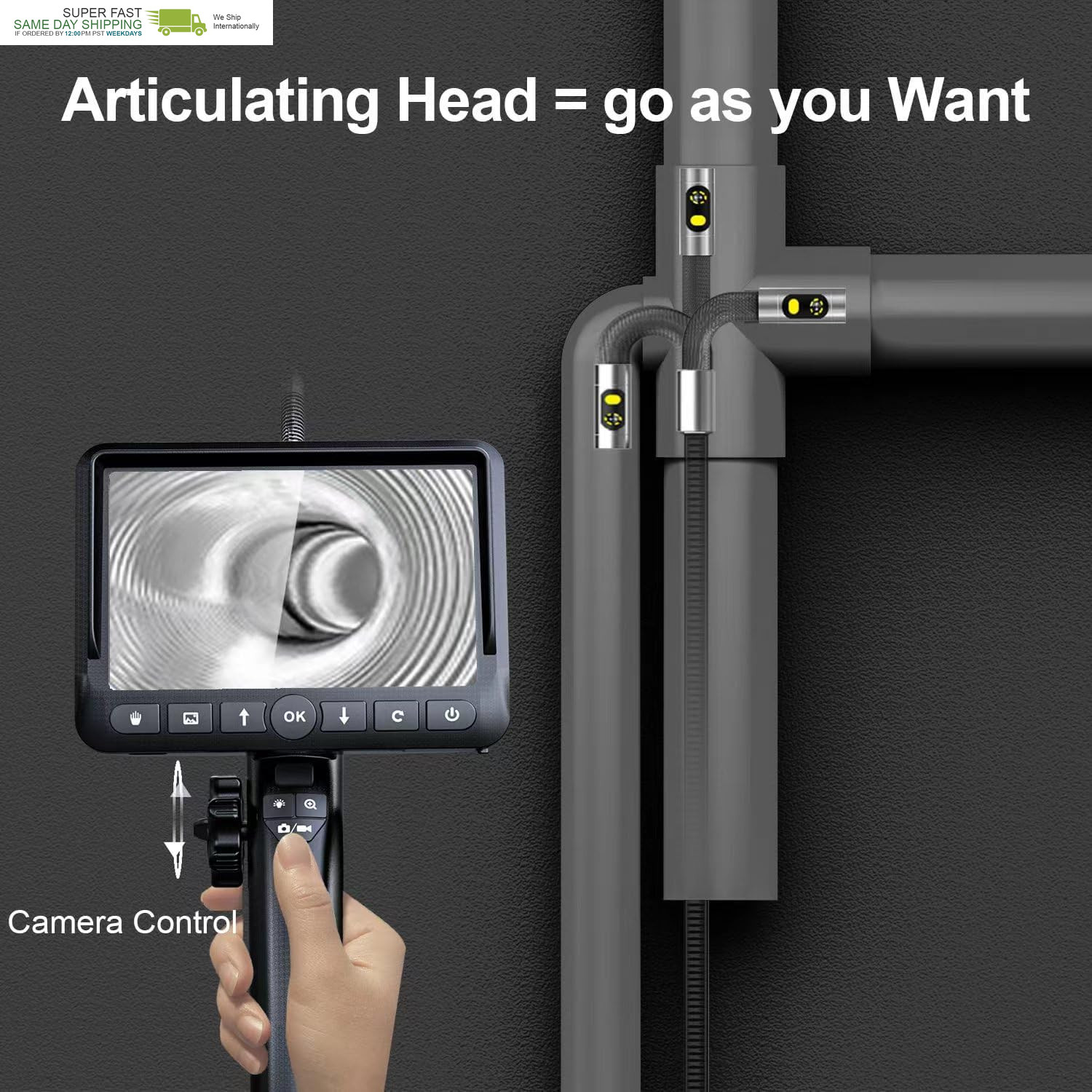 1080P Inspection Camera with Light for Automotive Home Mechanics-5Ft