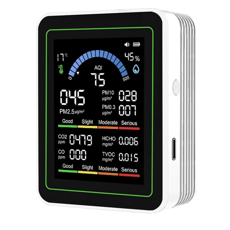 Air Quality Monitor Indoor 10 in 1 Portable Smartair Quality Tester for CO2 CO