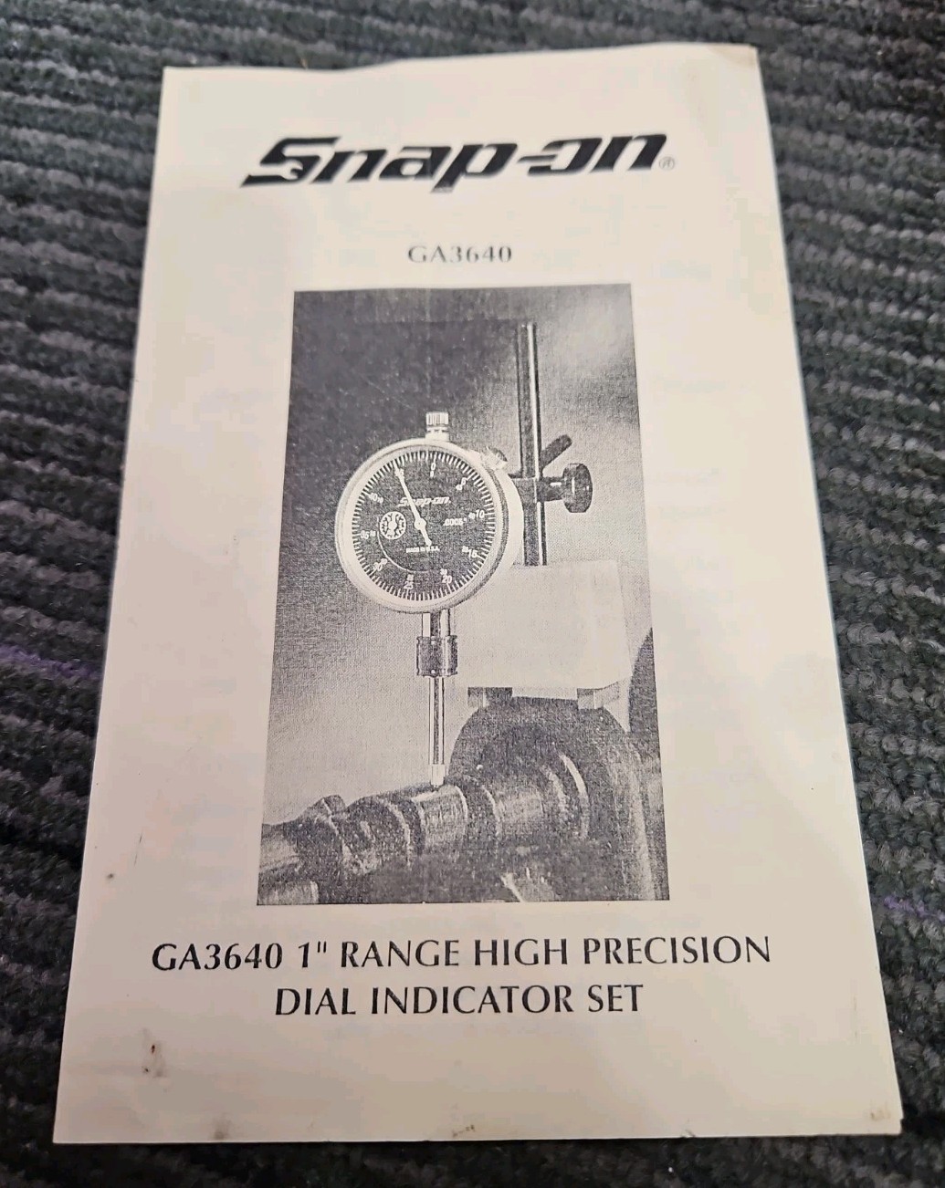 Snap-On Tools GA3640 1″ Range High Precision Dial Indicator Set