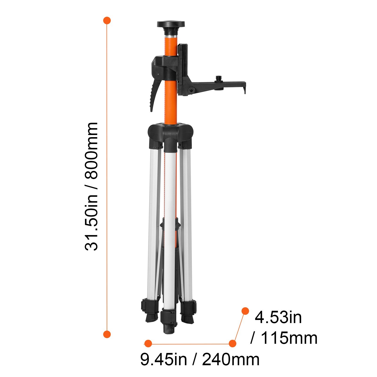 VEVOR Laser Level Tripod 1/4″-20 & 5/8″-11 Thread 40.94-133.85 in Height Adjust