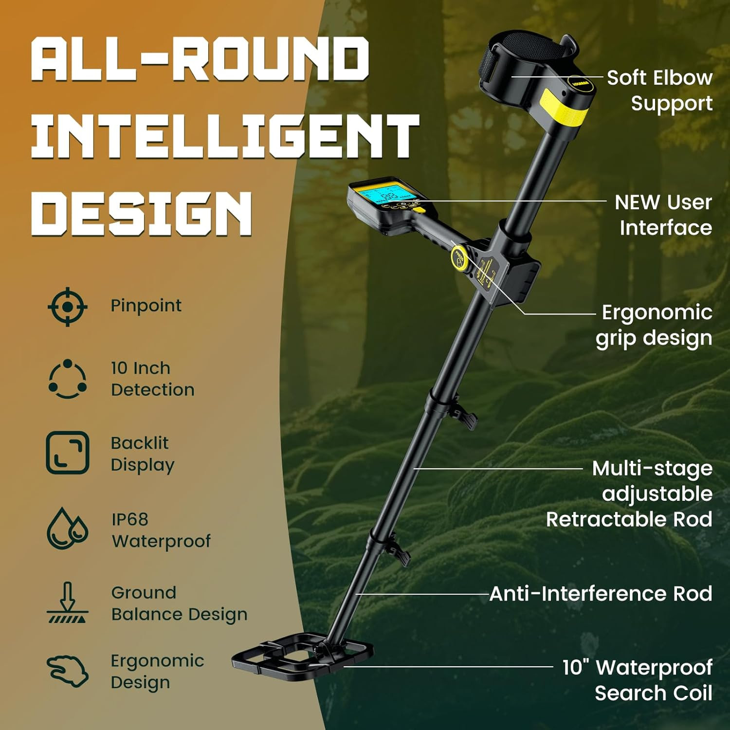 Metal Detector for Adults Waterproof – 2000Mah Chargeable Professional Cordless