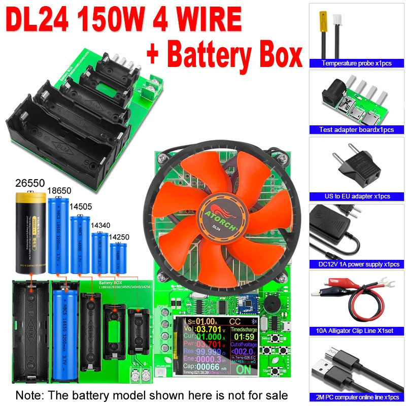 DL24 150W 4-Wire Electronic Load Battery Capacity Tester USB Discharge Meter