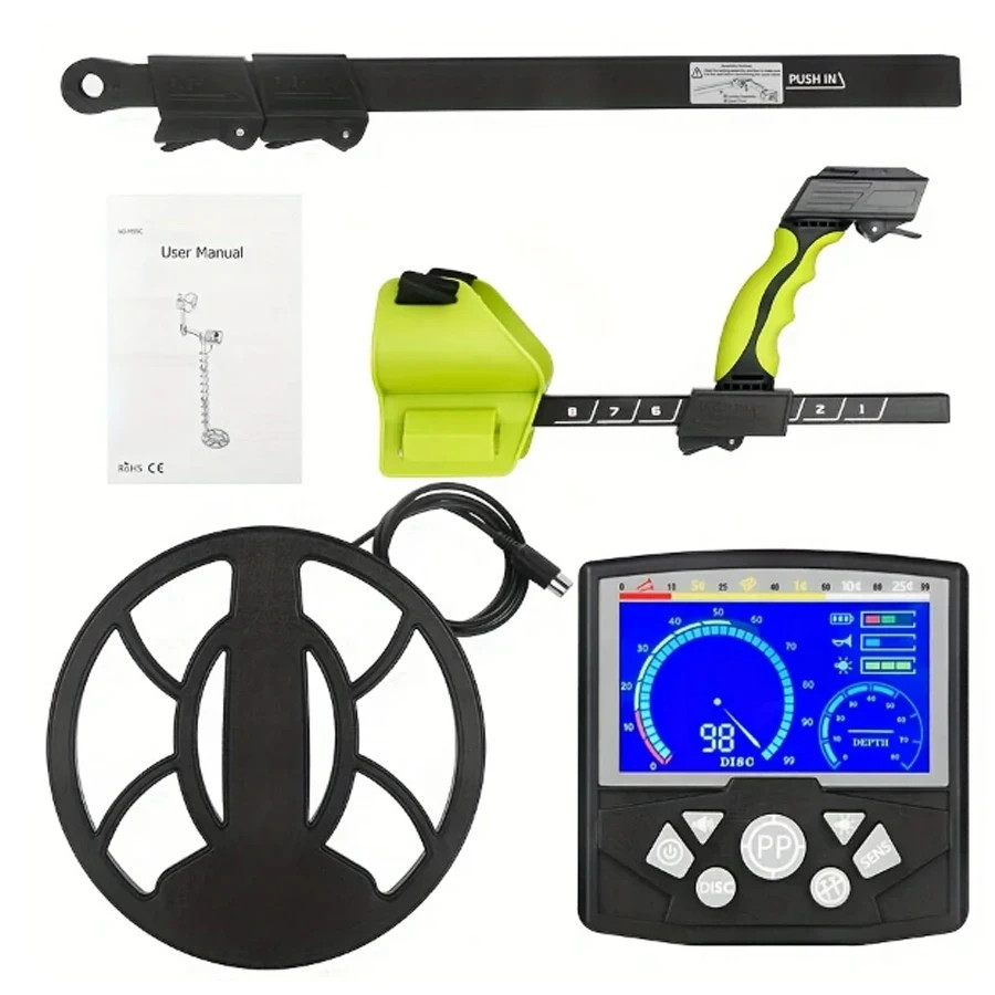Metal Detector Adults Waterproof 10in Coil LCD Pinpointer Gold Treasure Hunt