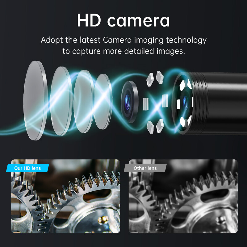 HD 1080P LED Handheld Industrial Endoscope Borescope 8mm Inspection Snake Camera