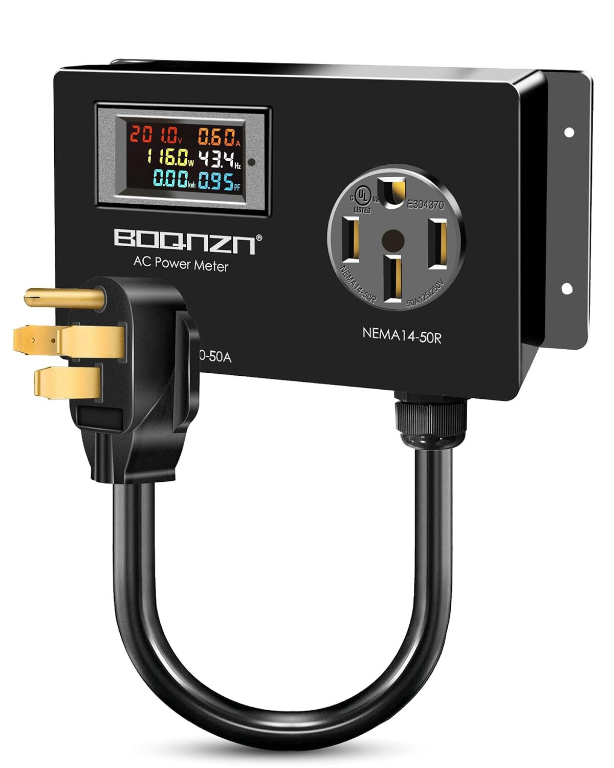 50A AC Power Meter, 240V NEMA 14-50P to NEMA 14-50R LCD Display Digital Multimet