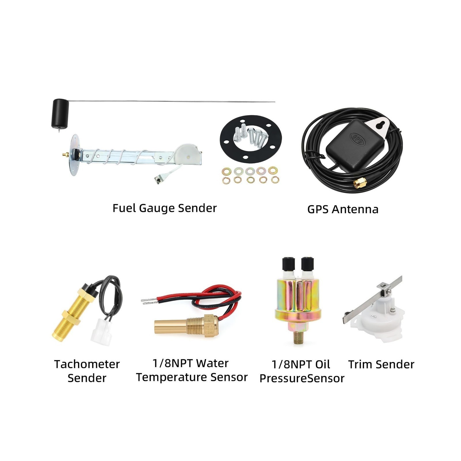 7 Gauge Set w/ GPS Speedometer, Tachometer – Marine Boat Gauge Black
