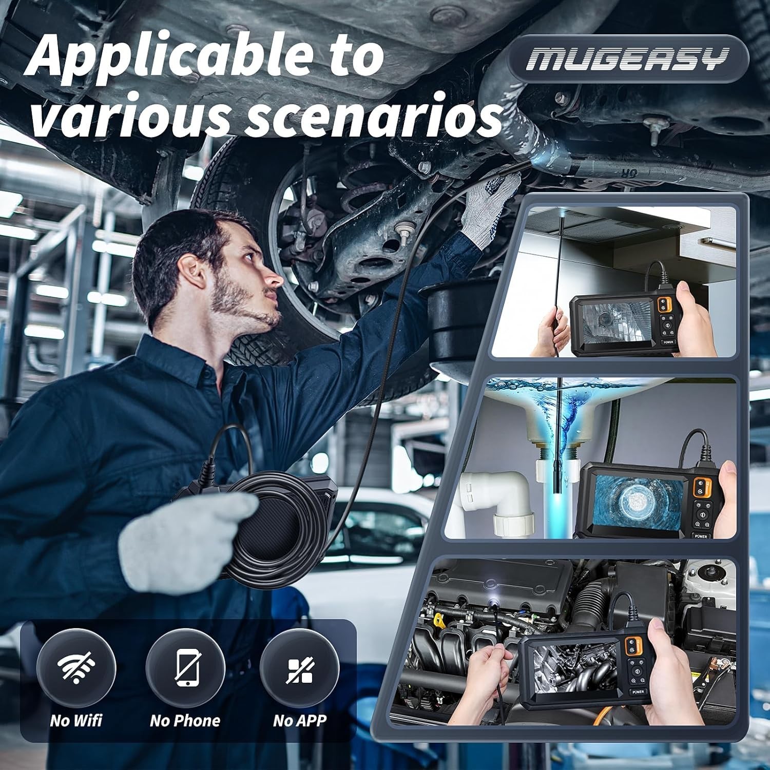 8 LED Inspection Borescope with 4.3-Inch Display – Perfect for Pipes and More