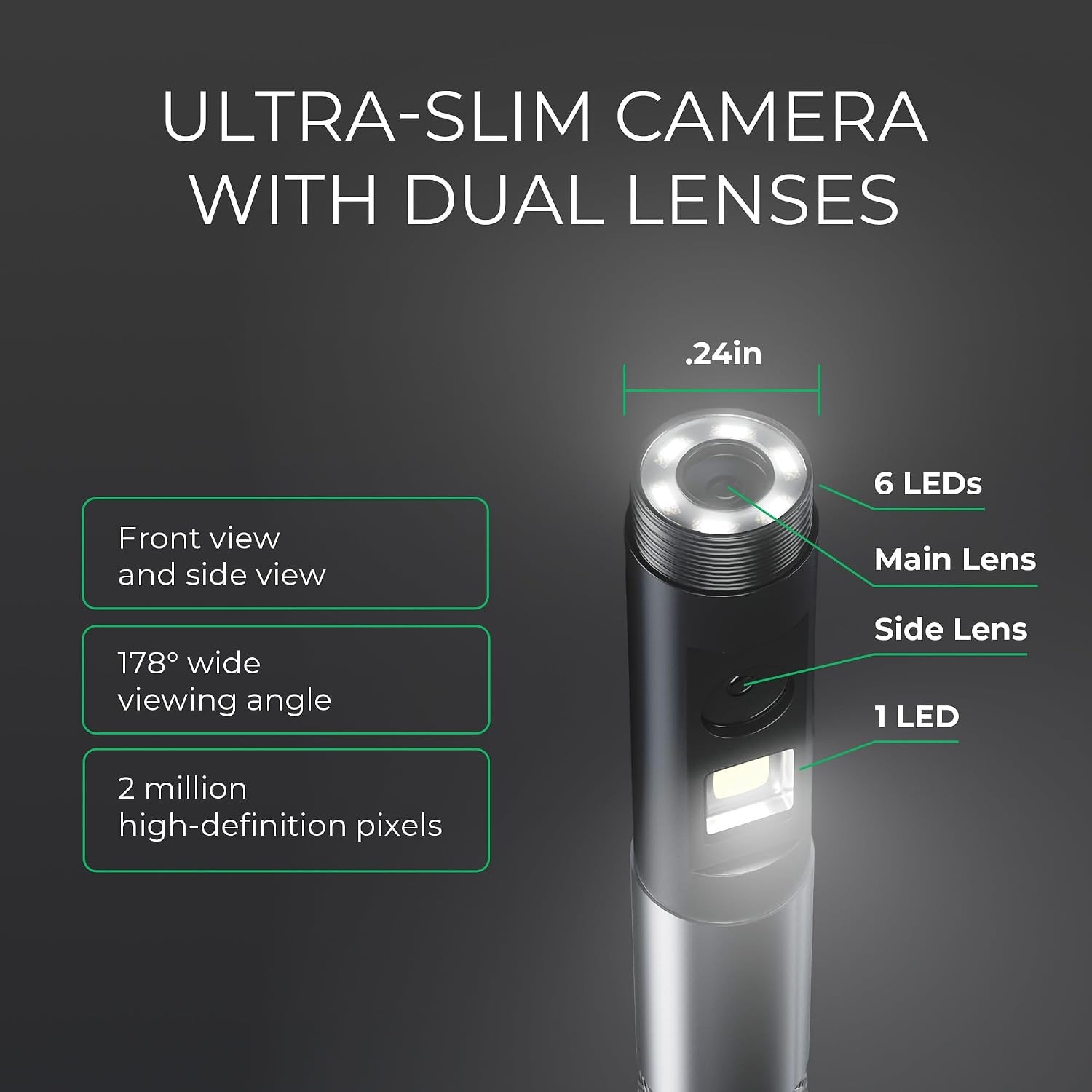 Articulating Dual Lens Borescope Inspection Camera Light