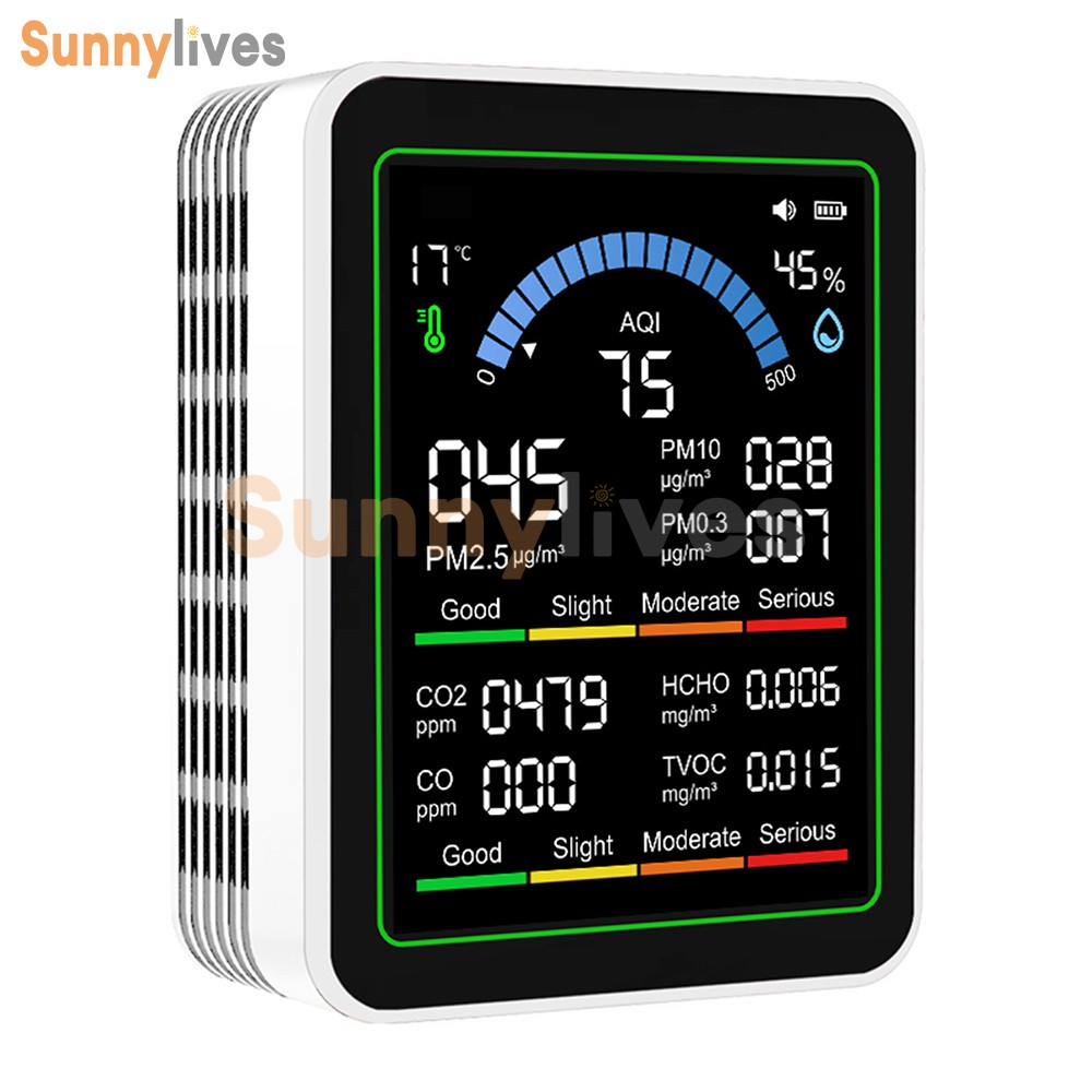 10 in 1 Air Quality Monitor PM 2.5 CO2 Meter TVOC HCHO Humidity Temperature Test