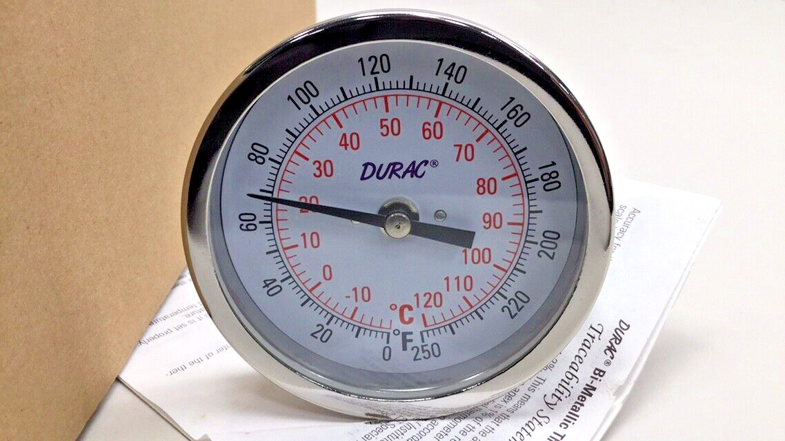 Durac B61310-8900-RMD Thermometer 0-250F /120C H-B Instrument 613108900/13201390