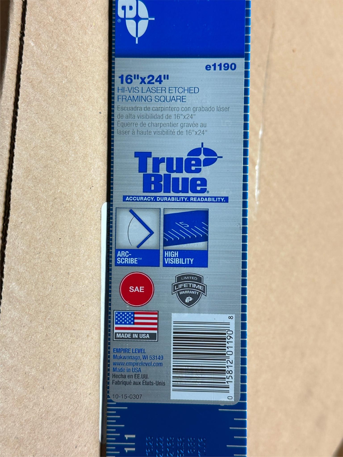 5x Pack Lot Empire True Blue 16″ x 24″ Hi-Vis Laser Etched Framing Square 1190
