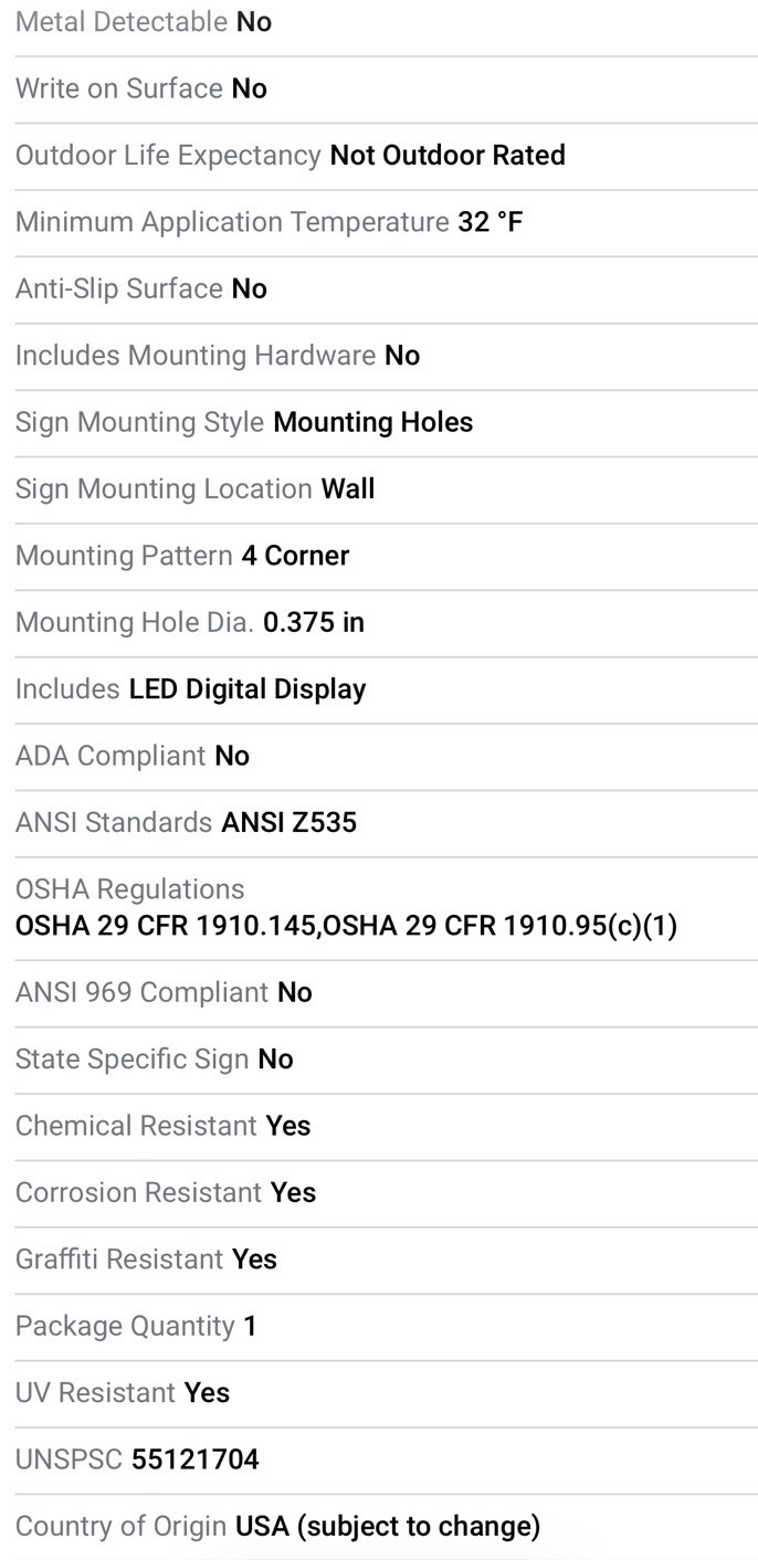 Condor 444A65 Sound Level Decibel Meter Caution Sign, 20 in x 12 in, Aluminum