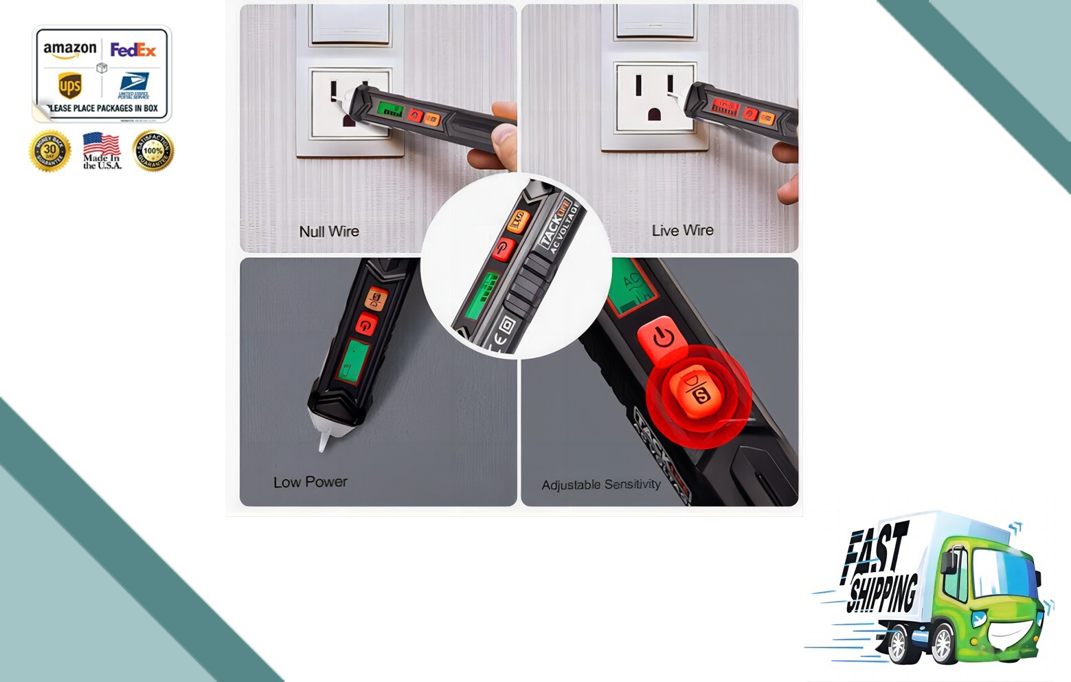 12-1000V Dual Sensitivity Electrical Tester Pen Non-Contact AC Voltage Detector