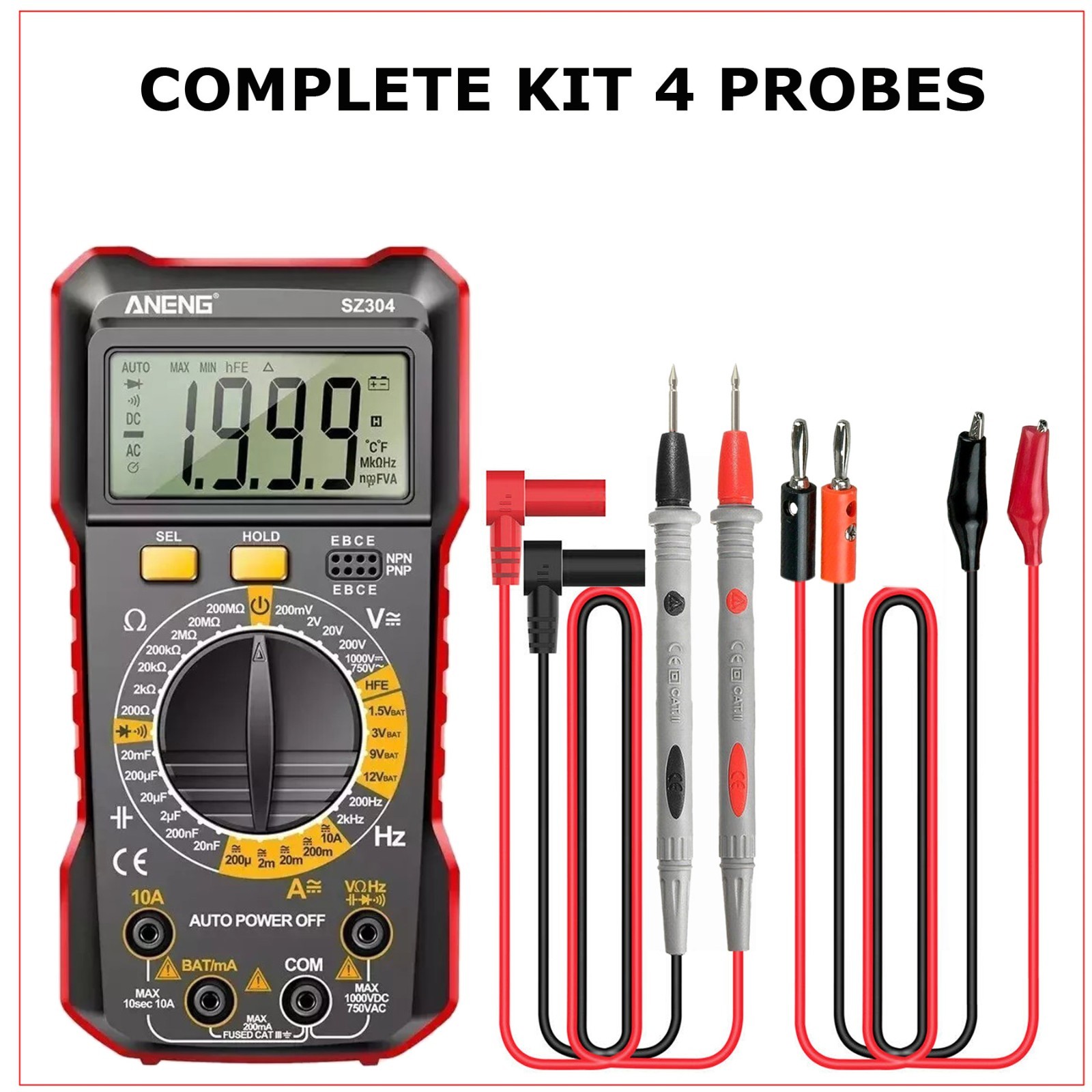 Digital Multimeter LCD Voltmeter Ammeter Ohmmeter Volt AC DC Tester Lead Meter A