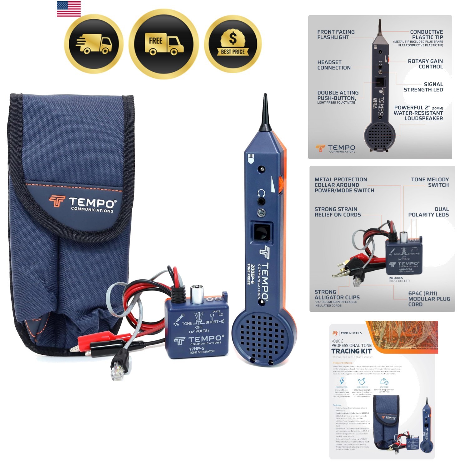 Communications 701K-G Wire Tracer Electrical, Tone Generator and Probe Kit 70…