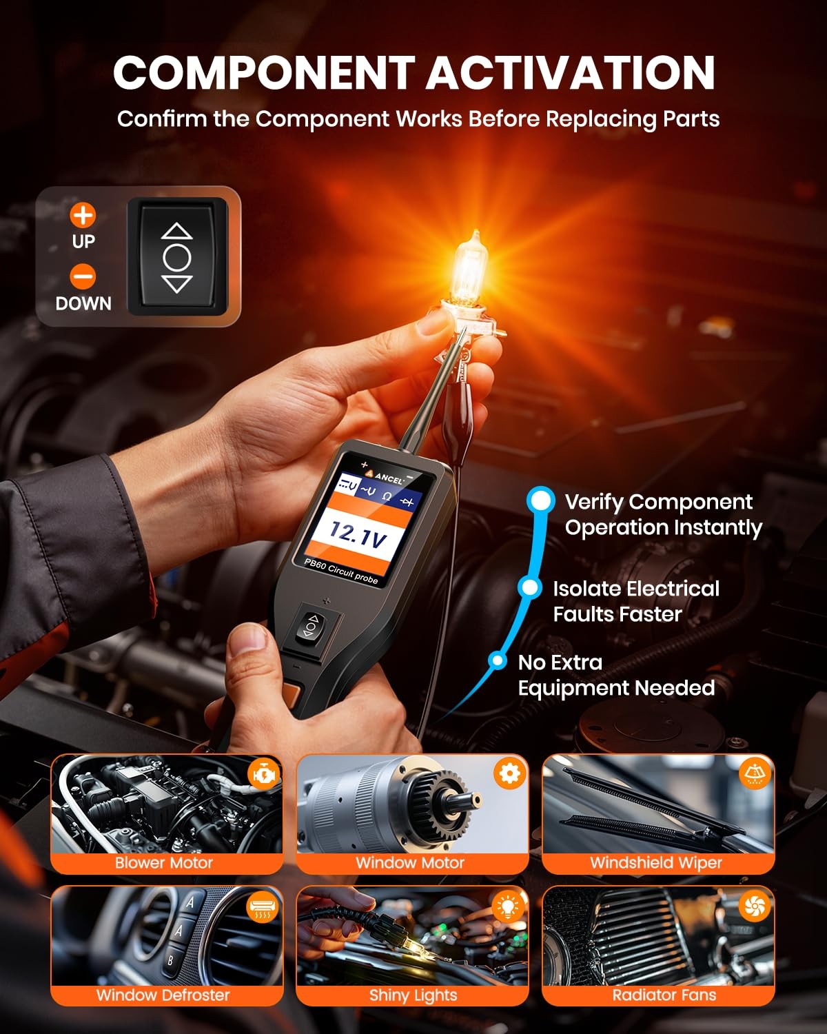 Ancel Pb60 Automotive Power Circuit Probe Tester 12-24V All-In-One Electrical