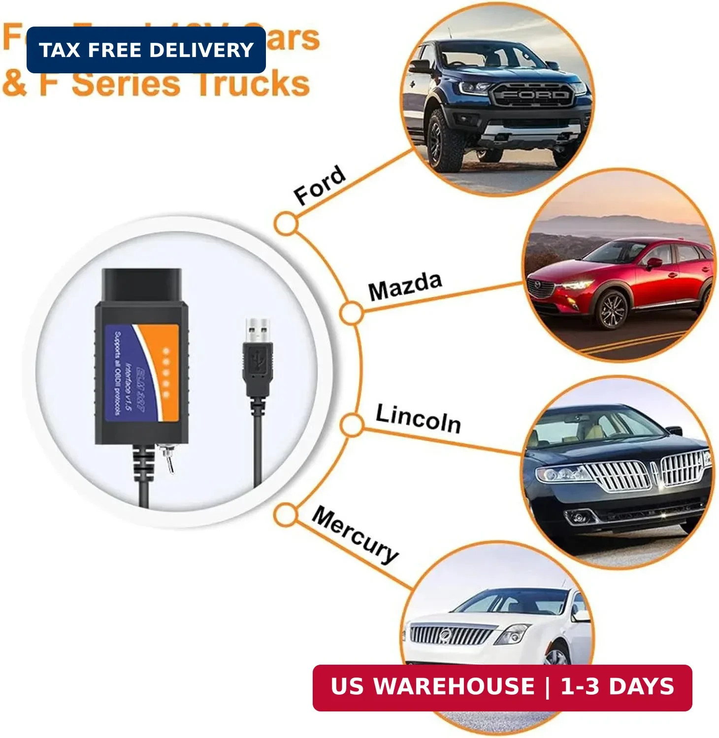 Elm327 USB Compatible with Forscan Software Obd2 Adapter for Ford F150 F250 Linc