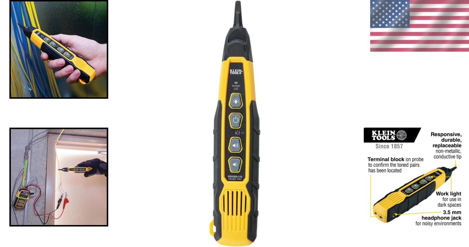 Versatile Wire Tracing Probe with Work Light & Headphone Jack for Electricians