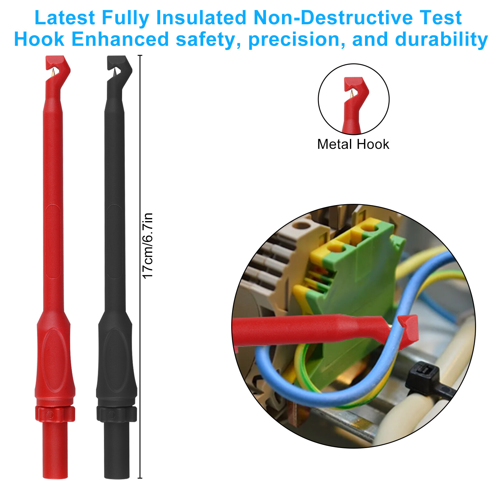 8Pcs Automotive Back Probe Kit Multimeter Test Leads Alligator Clips Wire Tool