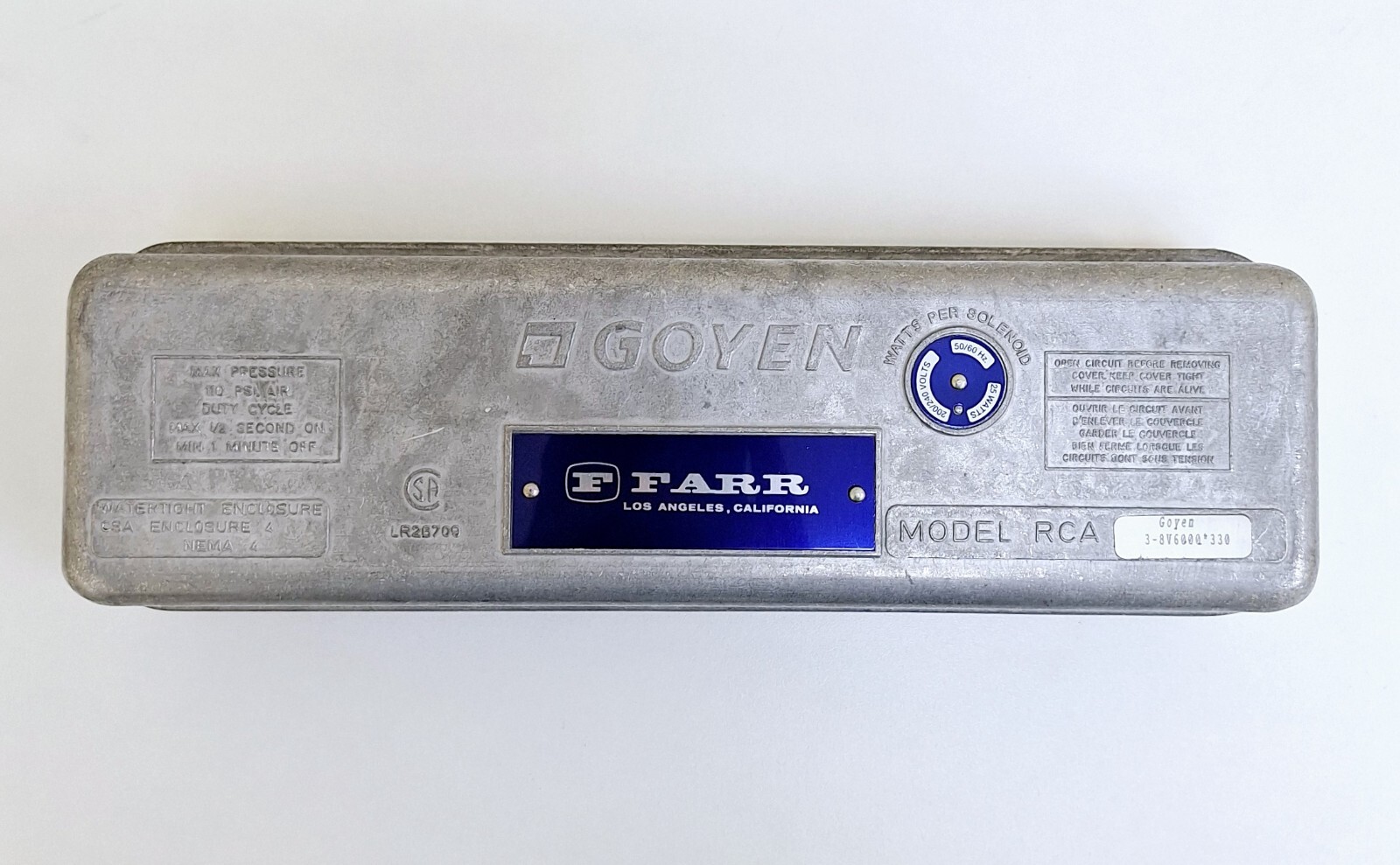 GOYEN RCA 3-8V6000*330 / 1/8IN NPT Pneumatic Pilot Valve Enclosure