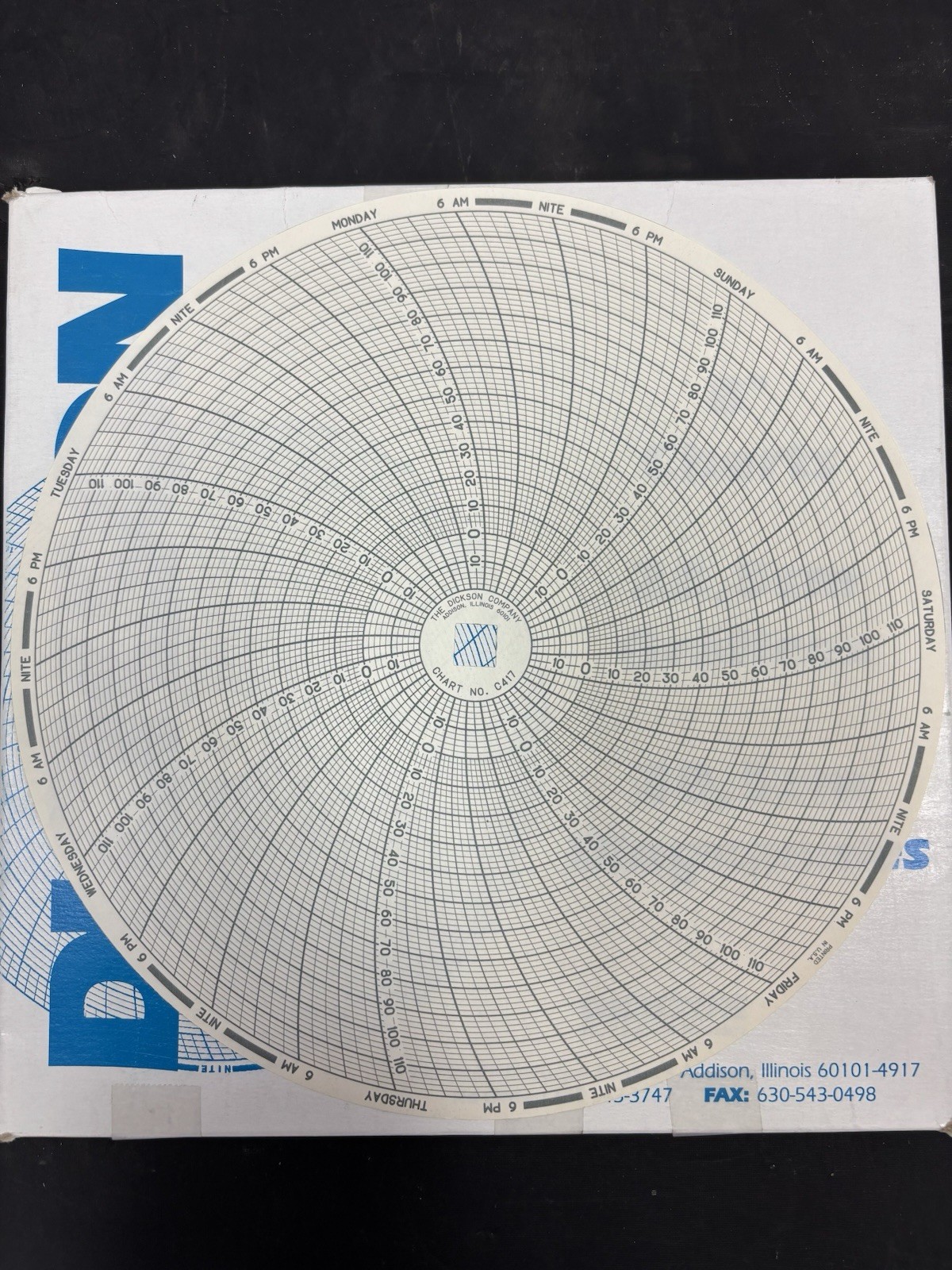 NEW Dickson 60 Pack C417 Chart: / 8 Inch / -20/120F / 7 Day